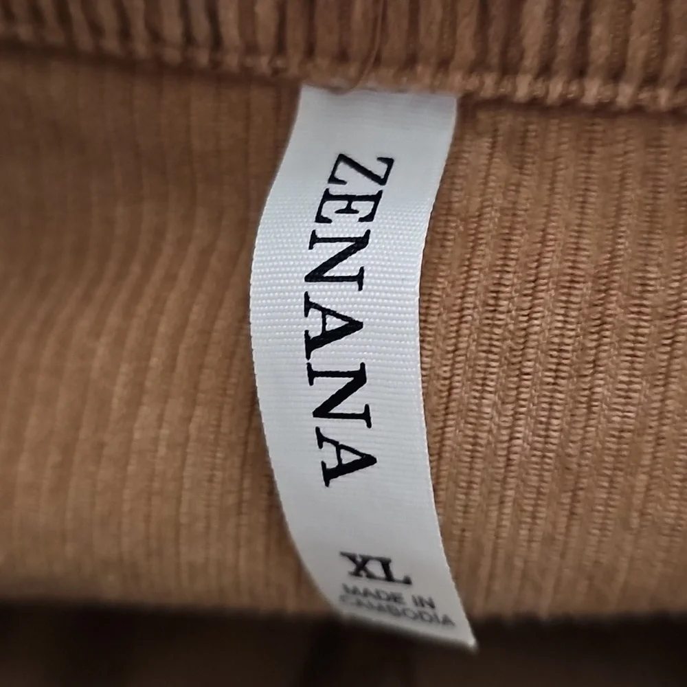 Zenana Tan / Rose ColorButton Front Shacket Overshirt Casual Courderoy Xl - Picture 5 of 6